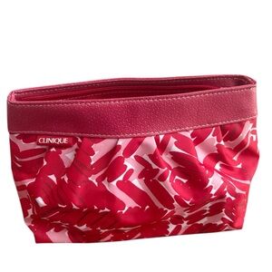 Clinique Pink and Red Abstract Makeup Pouch